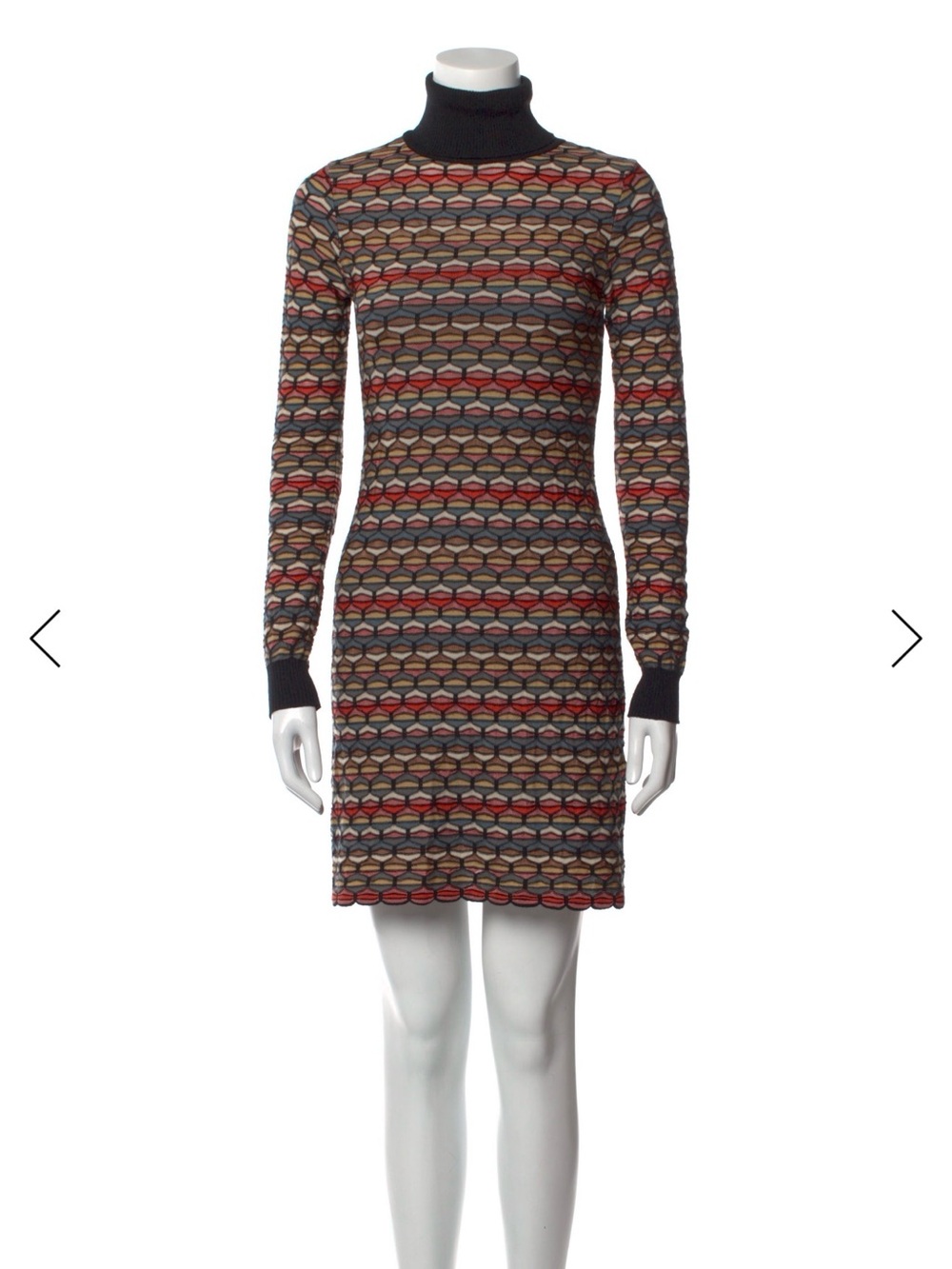 M by Missoni Multicolor Geometric Knit Turtleneck Dress